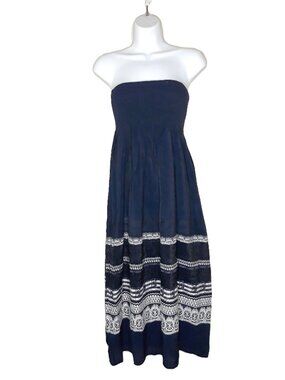 M.S.S.P Bandeau Embroidered Midi Dress Organza Shirred Party Event Wedding